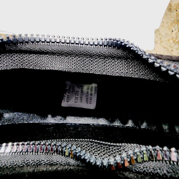 Black Austrian Crystal &Black Faux Leather Tote Bag with adjustable Handle Drop - Picture 6 of 6